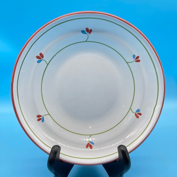 Noemi Ceramiche Small Flowers Red Stripe 8” Coupe Soup Bowl Made in Italy - Picture 2 of 5